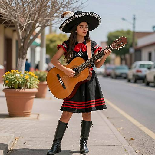 Young Musician in Traditional Mexican Attire