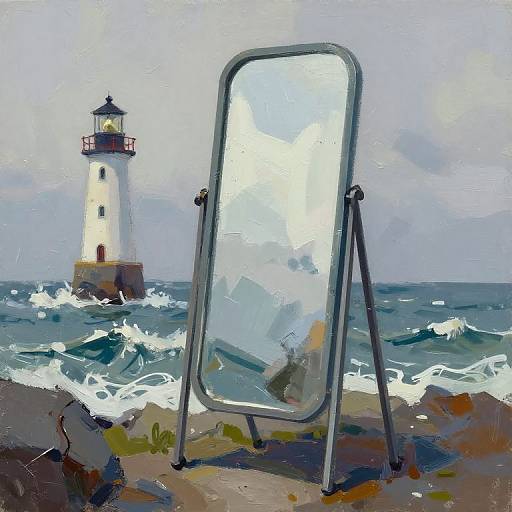 Industrial Mirror Overlooking Fantasy Lighthouse
