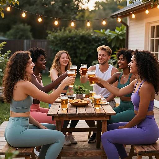 Friends Gathering in Colorful Yoga Pants