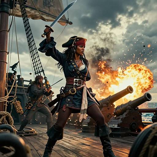 Fierce Black Female Pirate Battle