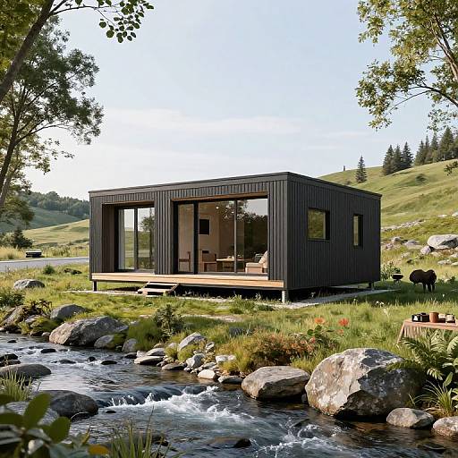 Modern Scandinavian Cabin by Creek