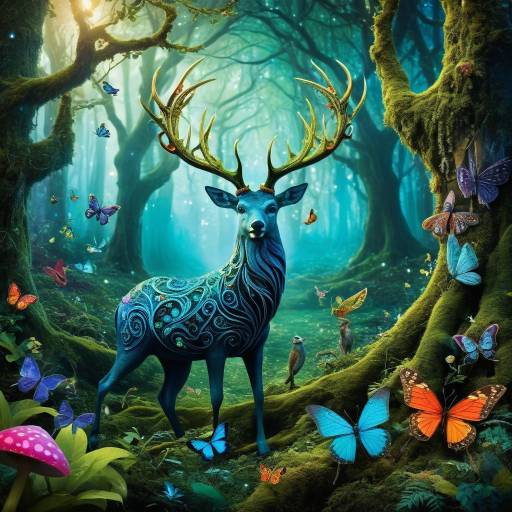 Whimsical Creatures in Enchanted Forest Whimsical Creatures in Enchanted Forest