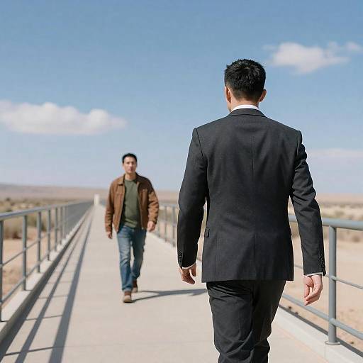 Bridge Meeting Under Clear Blue Sky