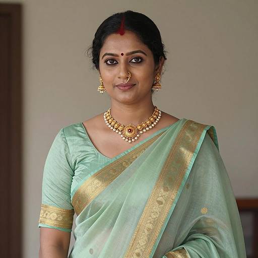 Elegant Indian Woman in Pastel Saree