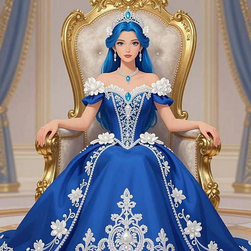 Regal Woman on Lavish Throne