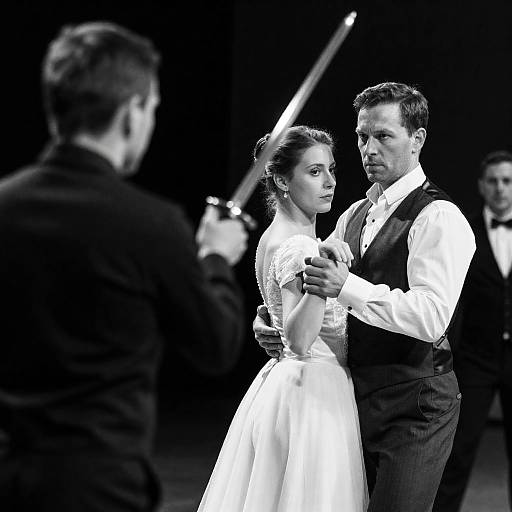 Dramatic Dance Duel in Monochrome