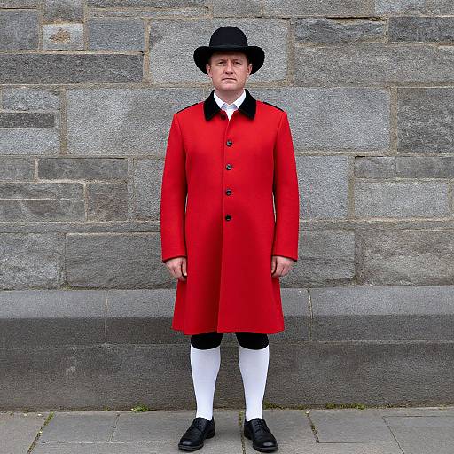 Irish Man in Traditional Red Costume