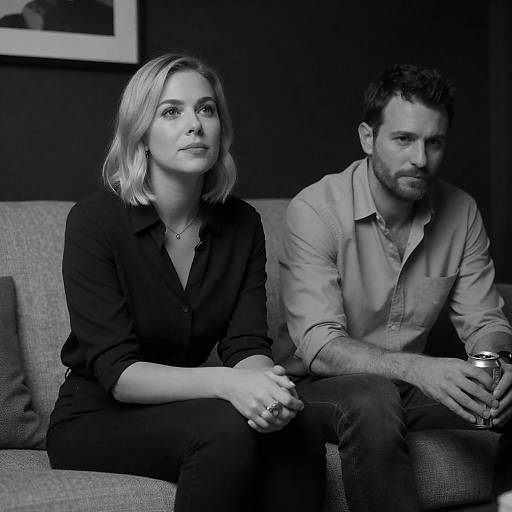 Candid Black-and-White Couch Moments