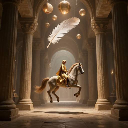 Golden Rider in Mystical Corridor
