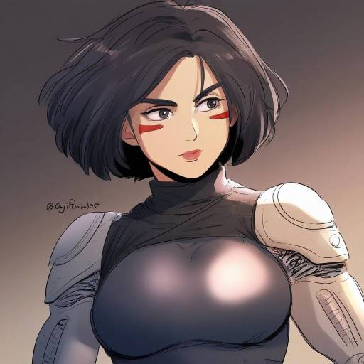 Illustration of Alita, battle angel alita in the style of Asaya minoru