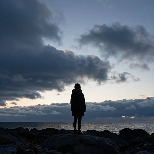 Silhouette Girl at Northern Sunset