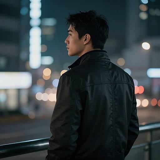 Cyberpunk Man Looking Through Window