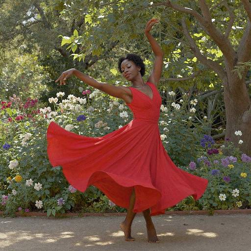 Graceful Dance in Blooming Garden