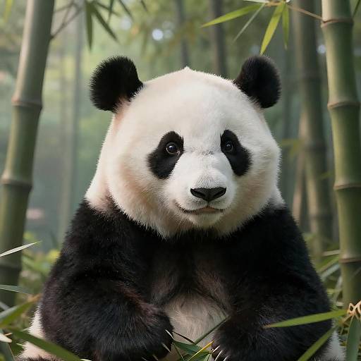 Serene Giant Panda in Bamboo Forest