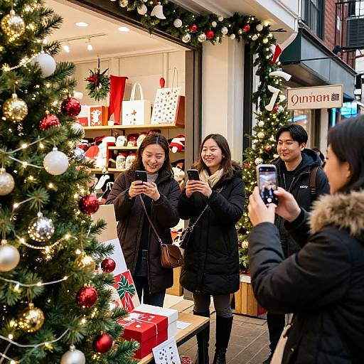Festive Holiday Store with Shoppers