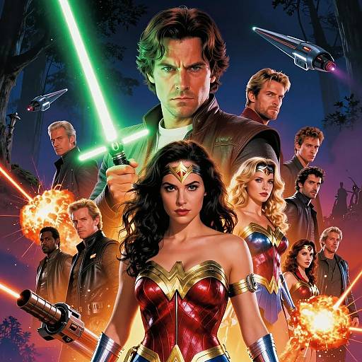 Dynamic Star Wars and Wonder Woman Collage