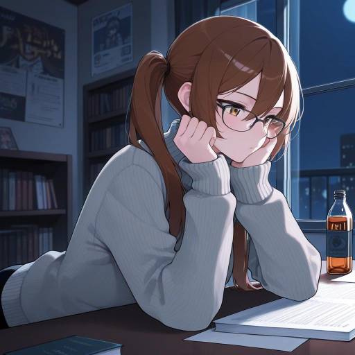 Cozy Nighttime Study with Meiko