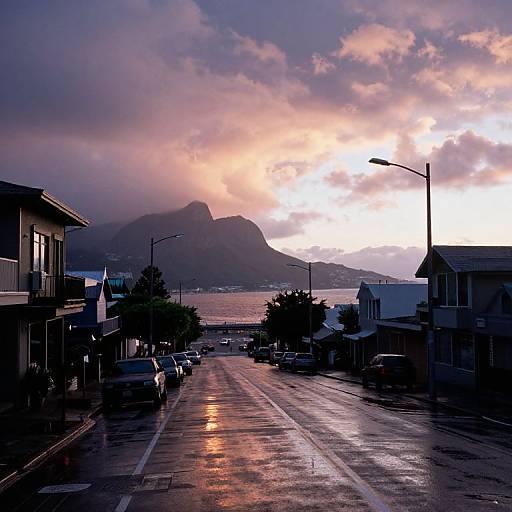 90’s City Street by Ocean After Rain