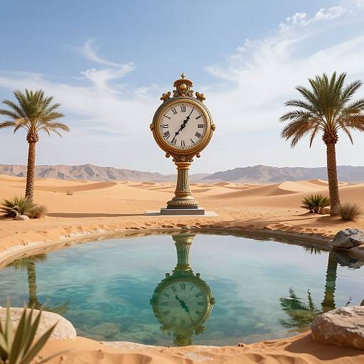 Surreal Timeless Clock at Desert Oasis