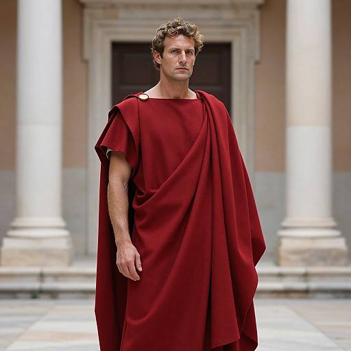 Man in Roman Red Robe Costume