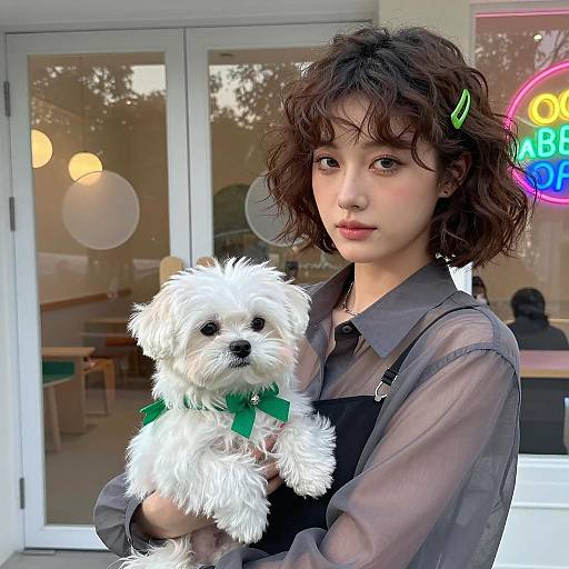 Evening Portrait of Woman with Dog