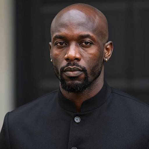 Serious Portrait of a Bald Black Man