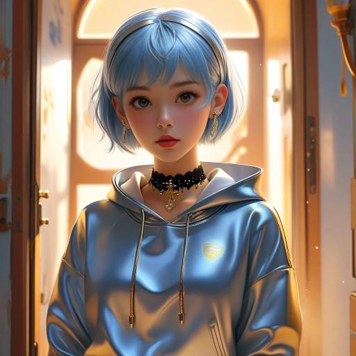 Vibrant Anime Portrait of a Stylish Girl