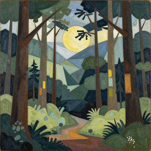 Cubist Beautiful Forest Landscape