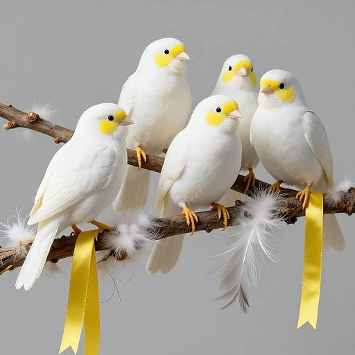White Birds on Ribboned Branch