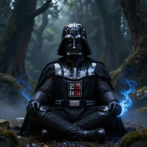 Darth Vader Meditating in Mystic Forest