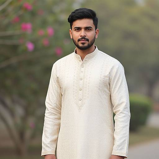 Custom Sherwani Portrait of Bearded Man