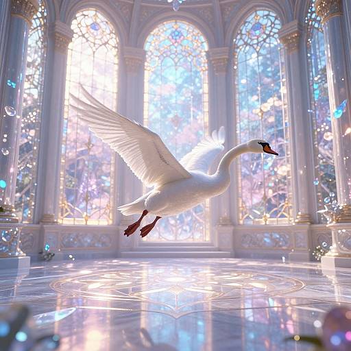 Serene Swans in Crystal Garden