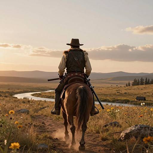 Lone Gunslinger in Cinematic Sunset