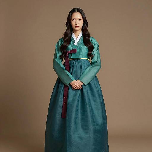 Elegant Woman in Traditional Korean Hanbok