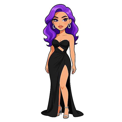 Elegant Woman in Strapless Black Dress