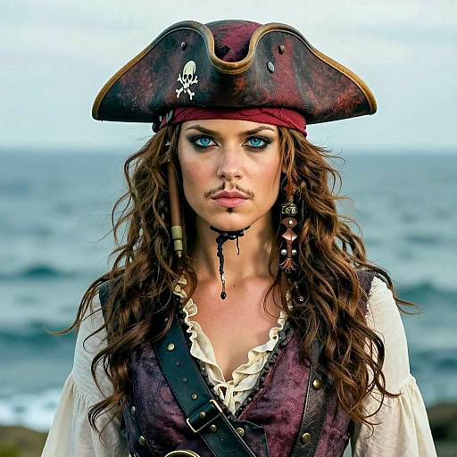 Woman in Pirate Costume by the Ocean