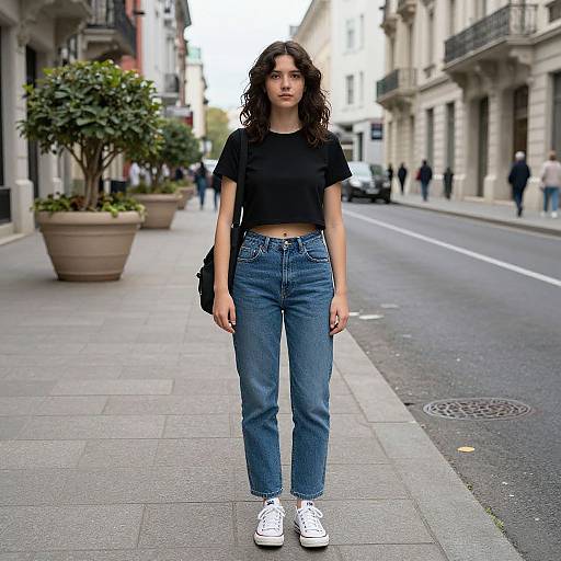 Young Woman on Historic City Street