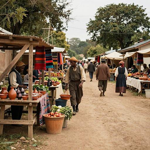 Yesteryear Bustling Marketplace Scene