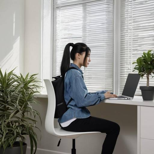 Girl with Laptop in Cozy Workspace