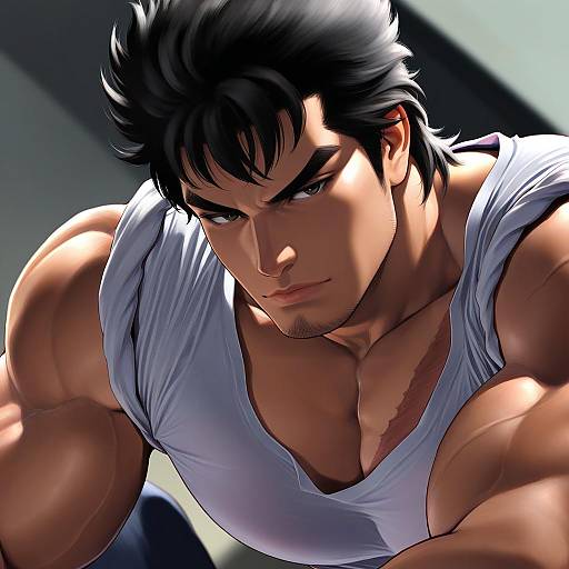 Illustration of Kenshiro, hokuto no ken in the style of Wa (genryusui)