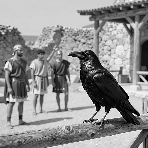 Ancient Roman Scene with a Raven