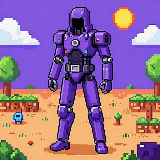8-Bit Cybernetic Assassin Landscape