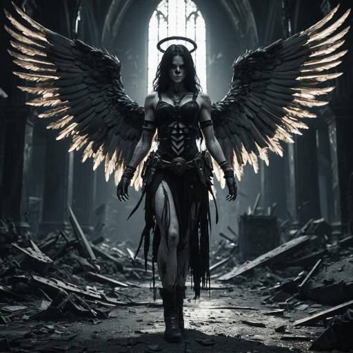 Apocalyptic Angel Necromancer in Ruined Cathedral