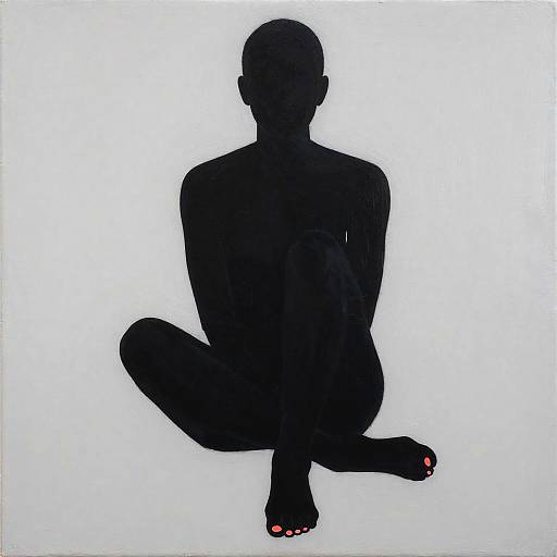 Minimalist Silhouette of Seated Figure with Coral Toenails