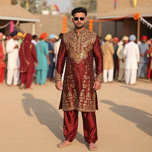 Vibrant Maroon Punjabi Suit Festival