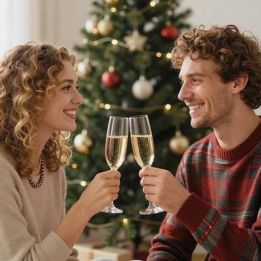 Festive Cheer: Couple Celebrating Christmas