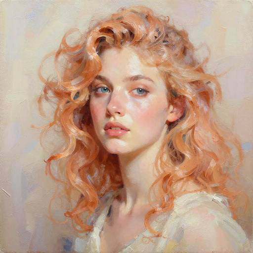 Impressionist Portrait of Woman with Curls