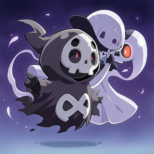 Illustration of Duskull, pokemon in the style of Yuuma (skirthike)