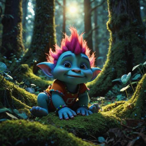 Pixar-Style Baby Troll in Enchanted Forest