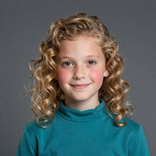 Portrait of Young Blonde Girl with Curly Hair